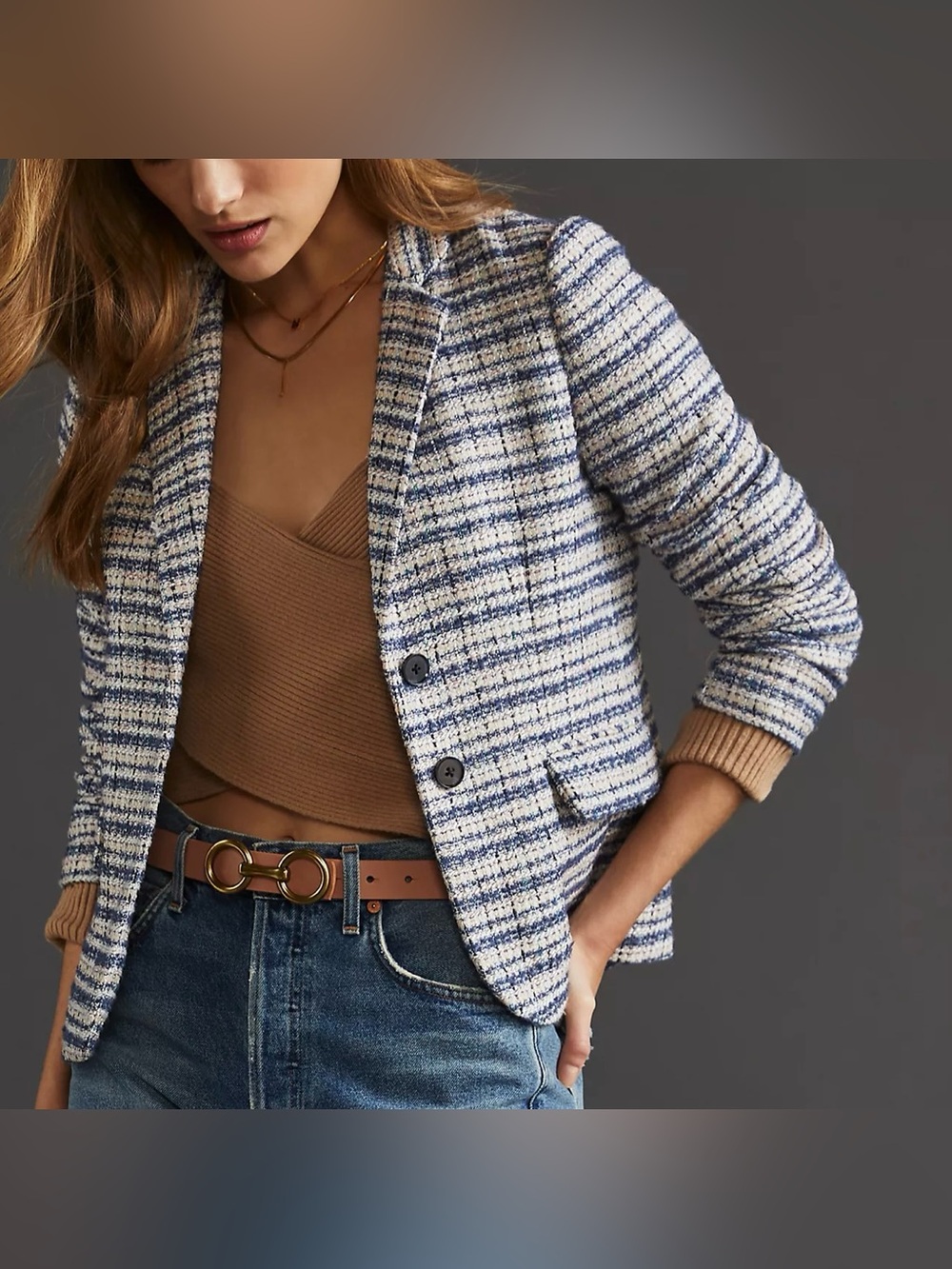 Anthropologie Hutch Tailored Tweed Blazer Medium
